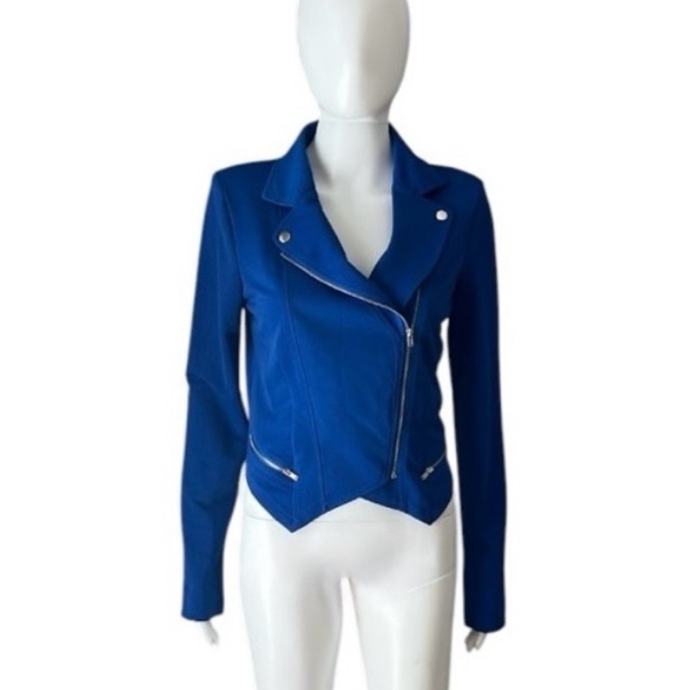Material Girl nwt size xs Cobalt Blue Asymmetric Moto Jacket